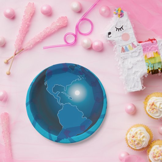 Assiettes En Carton Plaques de papier Blue Globe (Fête)