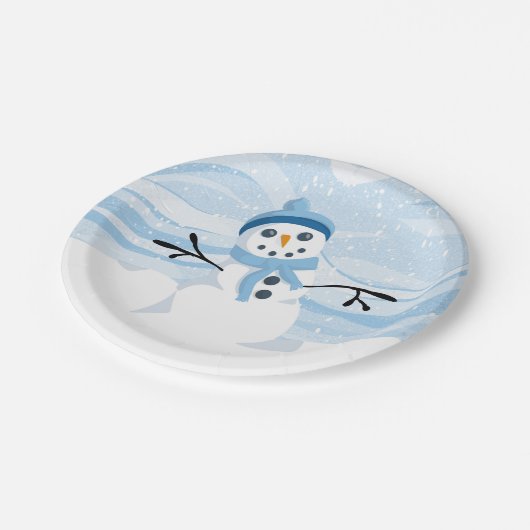 Assiettes En Carton Plaques de papier Bluesy Snowman (Angle)