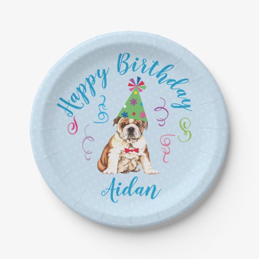 Assiettes En Carton Plaques de papier Bulldog Anniversaire (Devant)