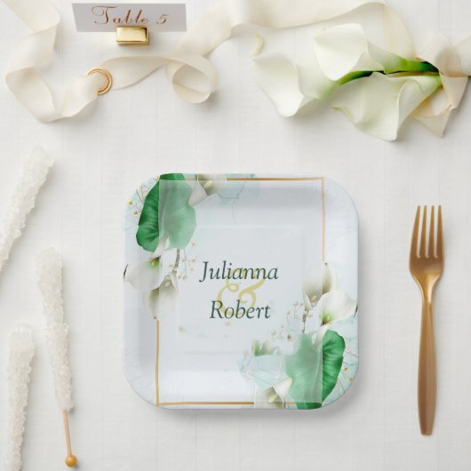 Assiettes En Carton Plaques de papier calcaire blanc (Mariage)