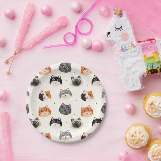 Assiettes En Carton Plaques de papier calcaire Calico Kitty (Fête)