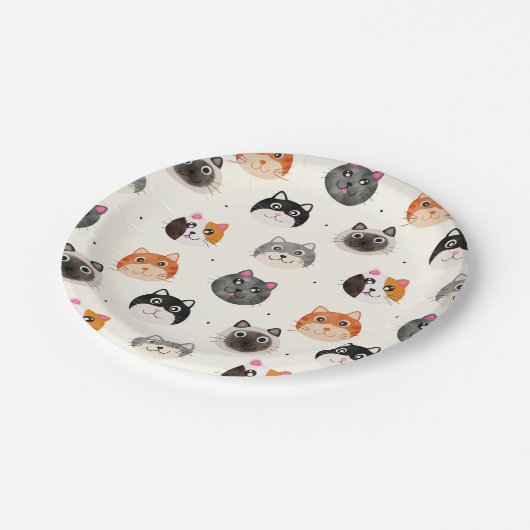 Assiettes En Carton Plaques de papier calcaire Calico Kitty (Angle)