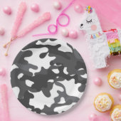 Assiettes En Carton Plaques de papier camouflage blanc et gris (Fête)