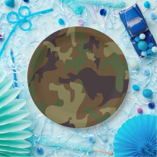 Assiettes En Carton Plaques de papier camouflage vert de l'Armée (Fête)