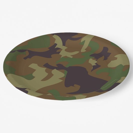 Assiettes En Carton Plaques de papier camouflage vert de l'Armée (Angle)