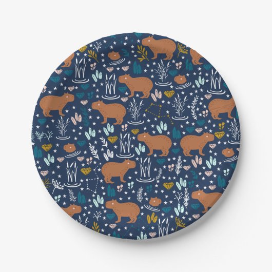 Assiettes En Carton Plaques de papier Capybara mignonnes (Devant)