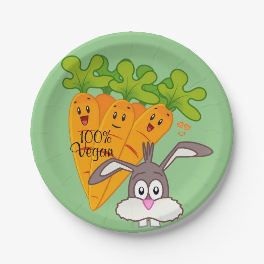 Assiettes En Carton Plaques de papier, carottes lapin 100% Vegan (Devant)