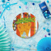 Assiettes En Carton Plaques de papier, carottes Orange Bande 100% végé (Fête)