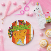 Assiettes En Carton Plaques de papier, carottes Orange Bande 100% végé (Fête)
