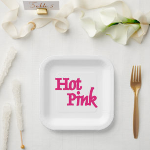 Assiettes En Carton Plaques de papier carré blanc rose chaud