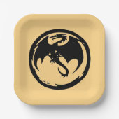 Assiettes En Carton Plaques de papier carré en or Black Dragon (Recto)