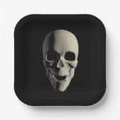 Assiettes En Carton Plaques de papier Carré noir Halloween crâne (Recto)