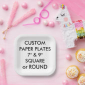 Assiettes En Carton Plaques de papier CARRÉ personnalisées - 7 pouces  (Fête)