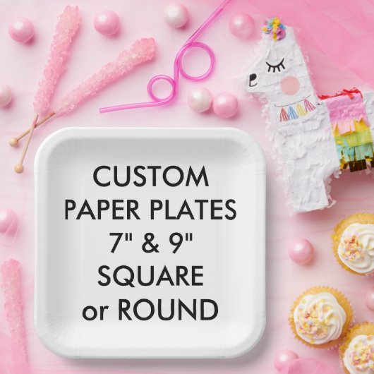 Assiettes En Carton Plaques de papier CARRÉ personnalisées - 9 pouces  (Fête)