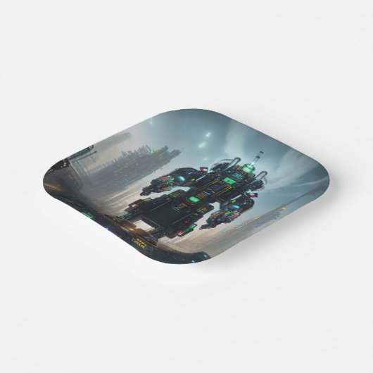 Assiettes En Carton Plaques de papier carré Robot 4 (Angulaire)