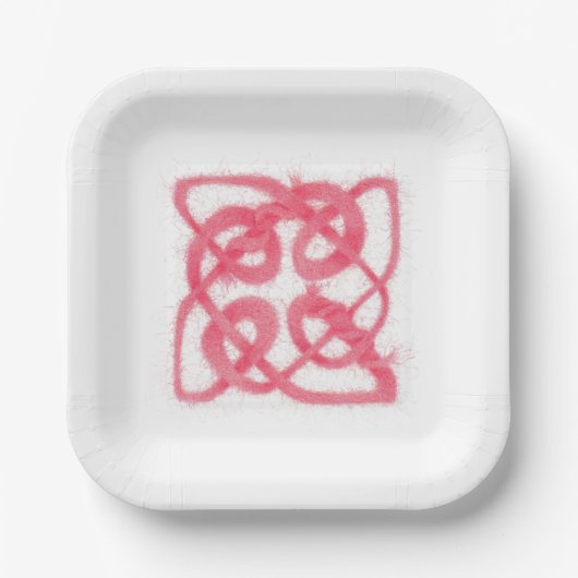 Assiettes En Carton Plaques de papier Carré rose CELTIC KNOT (Recto)