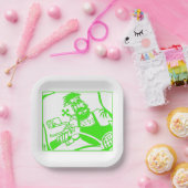 Assiettes En Carton Plaques de papier carré vert Biker (Fête)