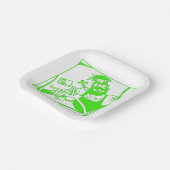 Assiettes En Carton Plaques de papier carré vert Biker (Angulaire)