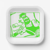 Assiettes En Carton Plaques de papier carré vert Biker (Recto)