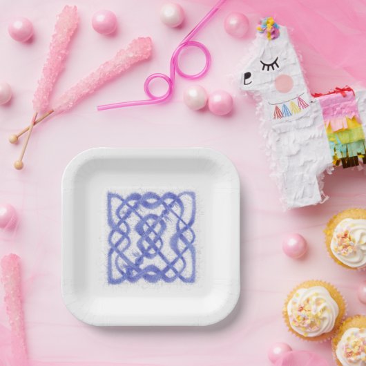 Assiettes En Carton Plaques de papier Carré VIOLET CELTIC KNOT (Fête)