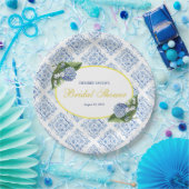 Assiettes En Carton Plaques de papier Carrelage bleu Hydrangeas (Fête)