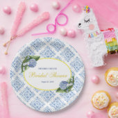 Assiettes En Carton Plaques de papier Carrelage bleu Hydrangeas (Fête)