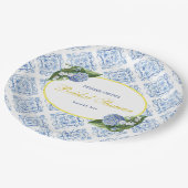 Assiettes En Carton Plaques de papier Carrelage bleu Hydrangeas (Angle)
