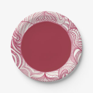 Assiettes En Carton Plaques de papier Cercle en blanc rouge Abstrait