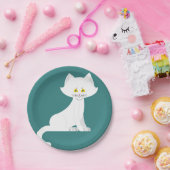 Assiettes En Carton Plaques de papier chat blanc (Fête)
