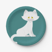 Assiettes En Carton Plaques de papier chat blanc (Devant)
