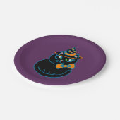 Assiettes En Carton Plaques de papier chat d'Halloween (Angle)