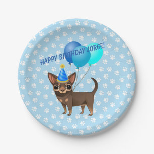 Assiettes En Carton Plaques de papier Chihuahua bleu