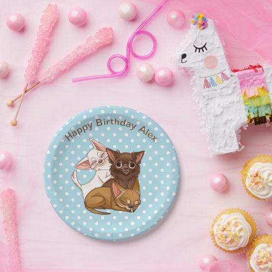 Assiettes En Carton Plaques de papier Chihuahua bleu (Fête)