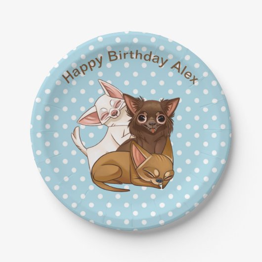 Assiettes En Carton Plaques de papier Chihuahua bleu (Devant)