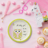 Assiettes En Carton Plaques de papier "Chouette rose/verte" (Fête)