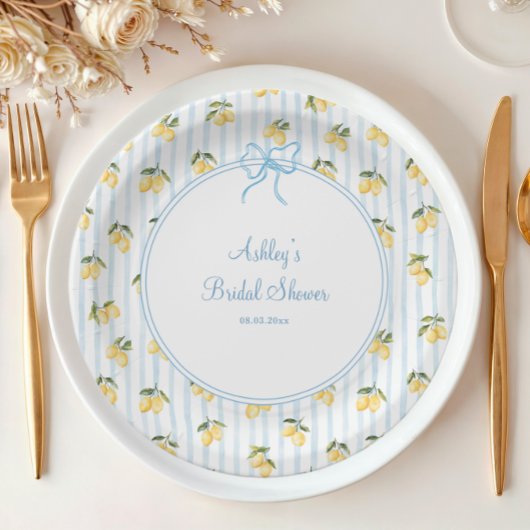 Assiettes En Carton Plaques de papier citron bleu italien