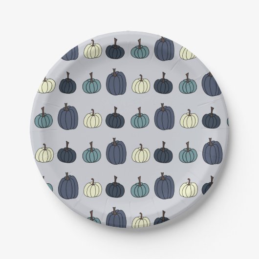 Assiettes En Carton Plaques de papier Citrouille bleu (Devant)