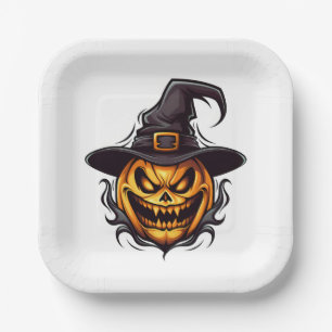 Assiettes En Carton Plaques de papier Citrouille Halloween