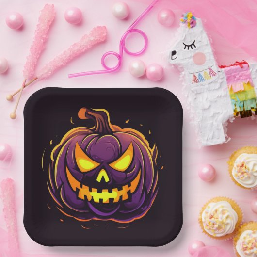 Assiettes En Carton Plaques de papier Citrouille Halloween (Fête)