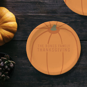 Assiettes En Carton Plaques de papier Citrouille orange moderne Thanks