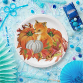 Assiettes En Carton Plaques de papier Citrouille Renard d'automne (Fête)