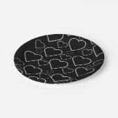 Assiettes En Carton Plaques de papier, Coeurs noir et blanc (Angle)