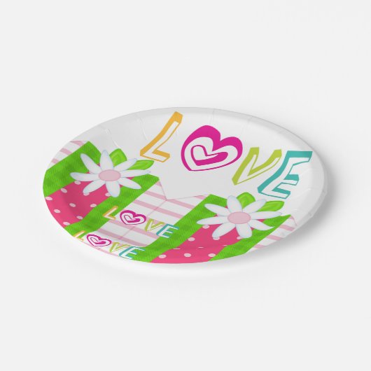 Assiettes En Carton Plaques de papier Coeurs rouges Aimer (Angle)