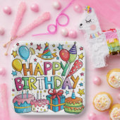 Assiettes En Carton Plaques de papier colorées d'anniversaire (Fête)