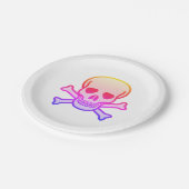 Assiettes En Carton Plaques de papier crâne rose (Angle)