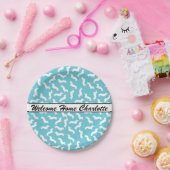 Assiettes En Carton Plaques de papier Dachshund bleu et blanc (Fête)