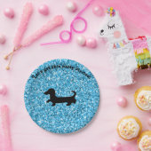Assiettes En Carton Plaques de papier Dachshund Parties scintillant bl (Fête)