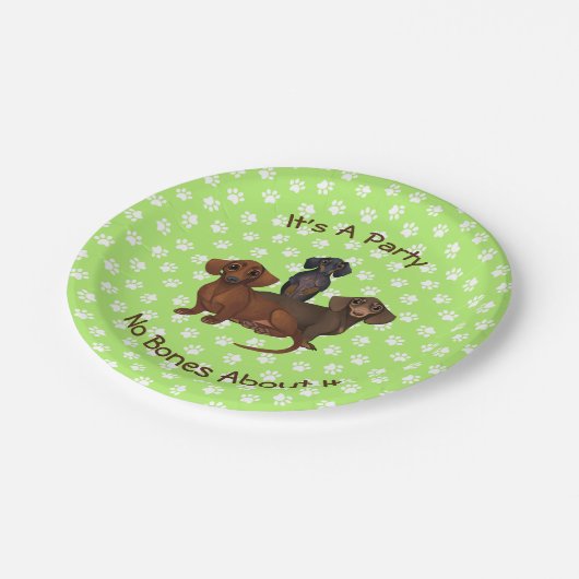 Assiettes En Carton Plaques de papier Dachshund vert clair (Angle)
