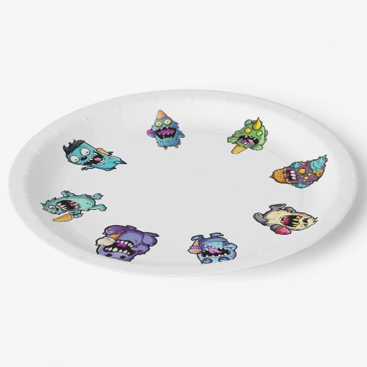 Assiettes En Carton Plaques de papier d'anniversaire avec monstres de  (Angle)