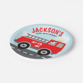 Assiettes En Carton Plaques de papier d'anniversaire de camion-feu (Angle)